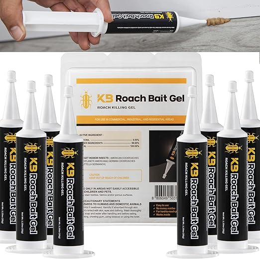 Cockroach Killer Indoor Home Gel (8 PCS) - Combat Gel Alternative with Fipronil 0.05% | Roach Bait Station for Pest Control | 97% Efficacy for American Roaches (99% for German)
