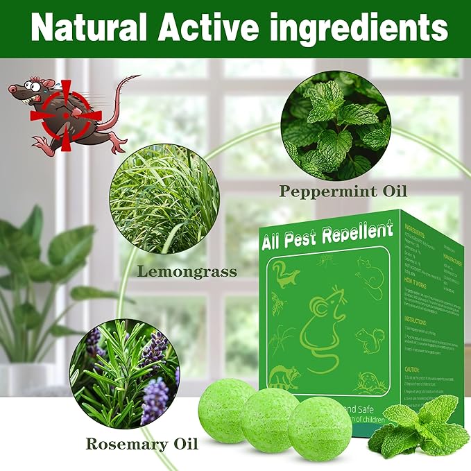12Pack Mouse Rodent Repellent & Pest Defense - Natural Peppermint Oil Deterrent Rodent Repellent for Indoor/Outdoor Use - Repel Mice and Rat Safe Around Kids & Pets