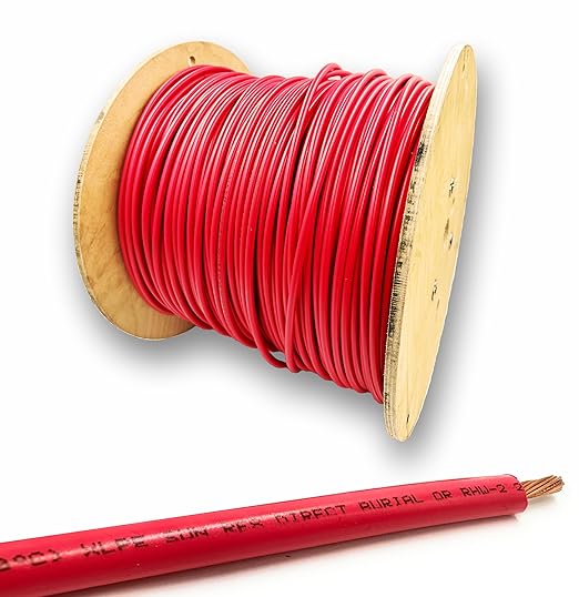 NATIONAL Wire&Cable 10 Gauge Solar Panel Professional Wire - Made in USA - 1000 Ft Copper PV Wire UV Resistant Cable for Boat Marine Automotive RV Solar Panel Outdoor - Red