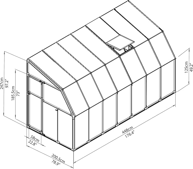 Palram Canopia Rion Sun Room 6 Ft. x 14 Ft. Solarium, Lean-to Greenhouse DIY Kit, Attach to House, Large Twin Wall Polycarbonate, 100% UV Protection for Porch, Patio Outdoors with Window Vent (White)