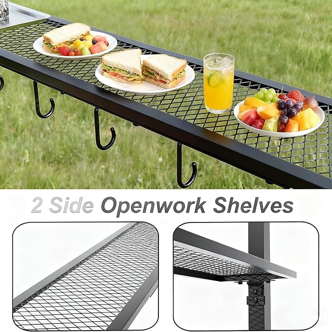 8x5 Metal Grill Gazebo - Outdoor BBQ Canopy Shelter with 2 Side Shelves for Patio Backyard Grilling and Barbecue Picnic,Brown