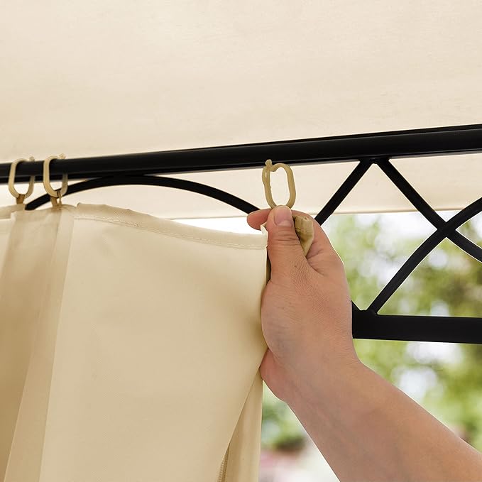 TOOLPORT Gazebo 10X10 Ft Approx. 5.31 Oz/Yd² Strong Polyester Fabric Pavilion with 4 Curtains