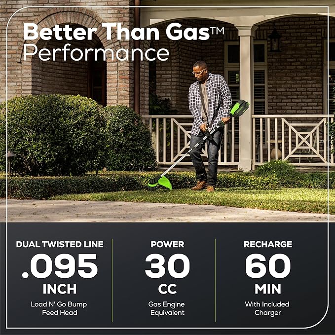 Greenworks 80V 16" Brushless Cordless String Trimmer and 700 CFM Leaf Blower Combo Kit, 2.5Ah Battery and Charger Included