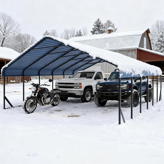 20'x30' Heavy Duty Metal Carport 20x30 Galvanized Steel Frame RV Carport Storage All Weather Shelter Easy Assembly for 4 Car Extra Large Canopy for Dual Vehicle Boat Protection Garage