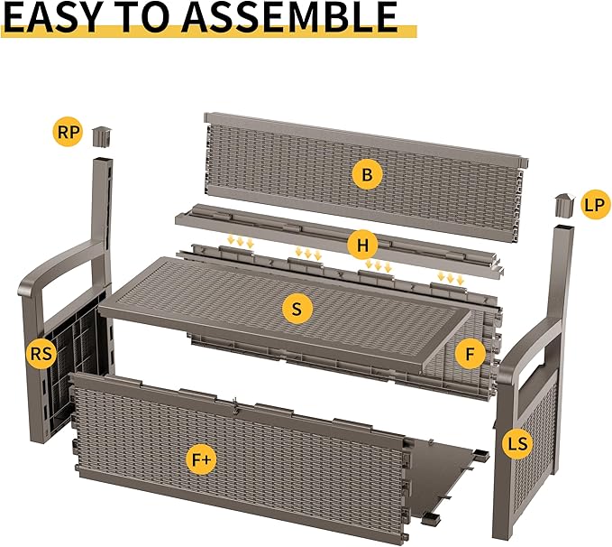 EasyUp 80 Gallon Outdoor Storage Bench, Waterproof and Lockable Deck Box Outdoor Storage Furniture for Patio,Garden,and Porch – Perfect for Storing Garden Tools and Cushions(Gray)