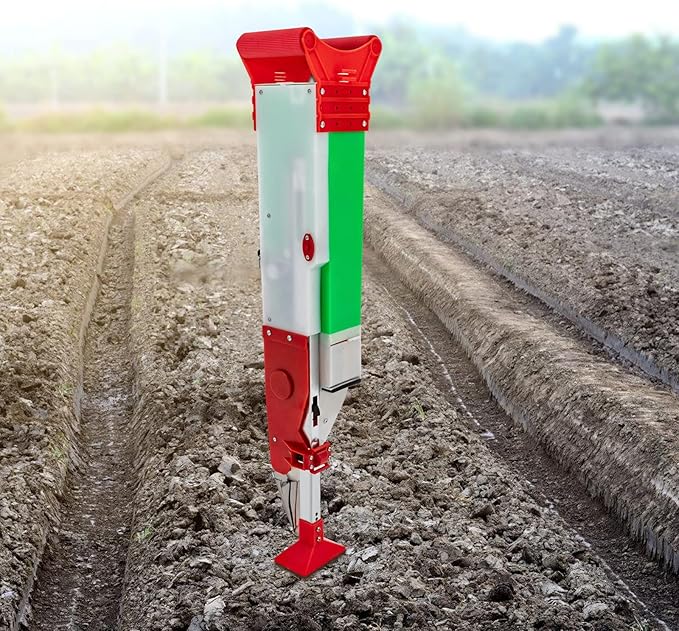 Stand-Up Manual Seeder, Adjustable Depth & Height Hand Planter Precision Sower Seed Dispenser Small Seed Distributing Tool with Interchangeable Mold for Corn Soybean Peanut Garden Planting