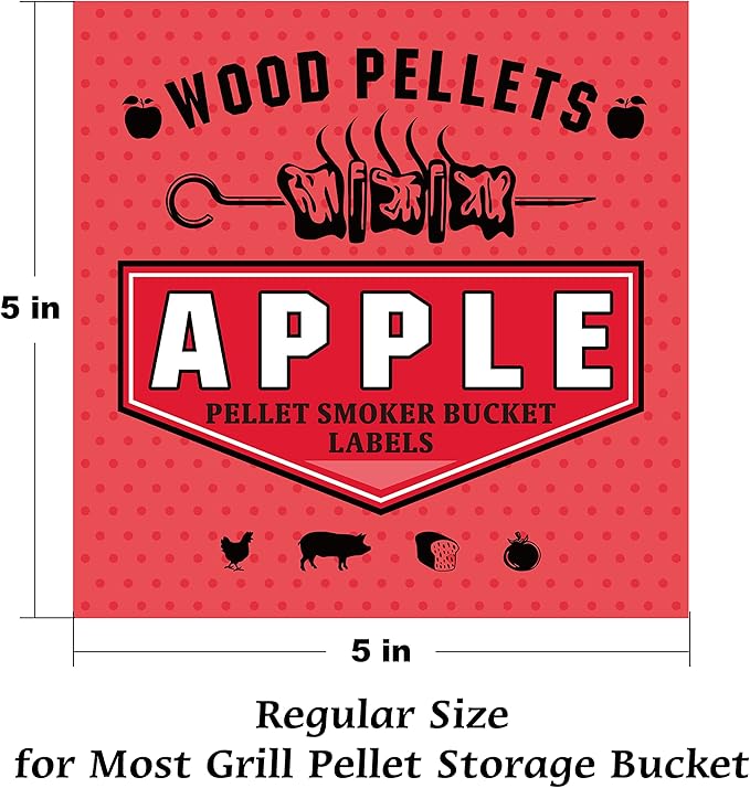 Smoker Grill Pellet Label Stickers - Set of 12 for Wood Pellet Storage Containers, Easy Identification of Different Flavors
