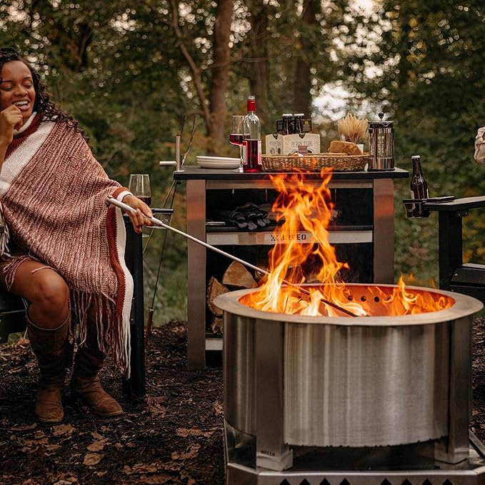 Breeo Smokeless Fire Pit (X Series 24, Stainless Steel) | 27.5 inch Smokeless Firepit for Outside | 62 Pounds | Ideal for Families, Gifts for Dad | Compatible with Wide Range of Breeo Accessories