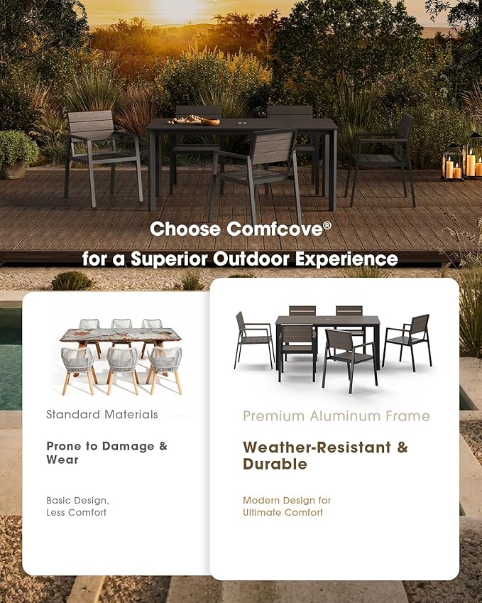 Outdoor Patio Dining Chairs Set of 2, Aluminum & HDPE All-Weather for Deck, Lawn, Backyard, Pool and Indoor Use (Charcoal)