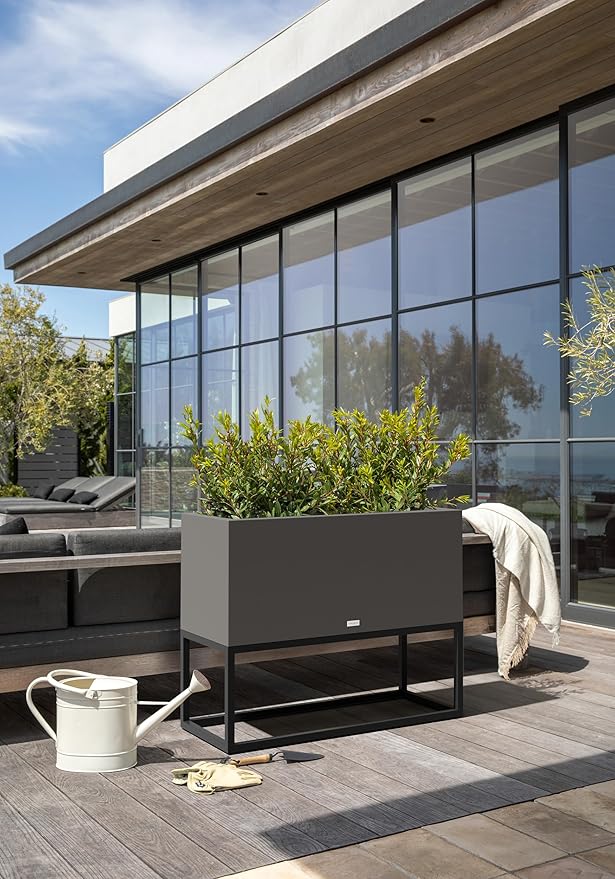 Veradek Block Series Raised Long Box Planter for Patio & Garden | Durable All-Weather Use with Aluminum Stand | Modern Décor for Herbs, Flowers