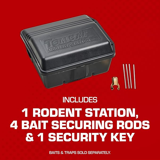 Tomcat Rodent Station, Includes 1 Rodent Station with 4 Bait Securing Rods and 1 Security Key - Fits Rat or Mouse Sized Traps (Baits & Traps Sold Separately) - Use Indoors or Outdoors