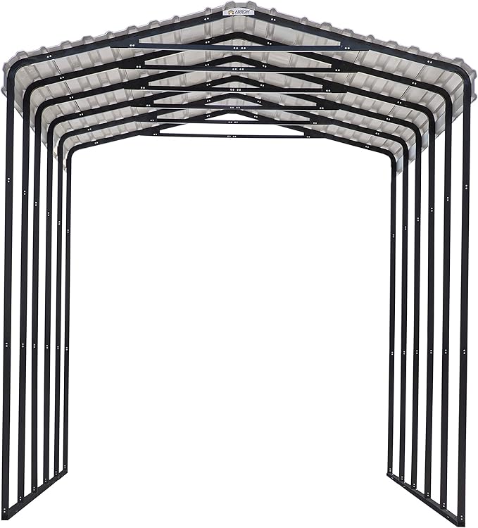 Arrow Carports Galvanized Steel Carport, RV Metal Carport Kit, 14' x 20' x 14', Charcoal