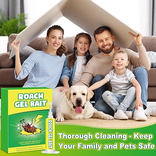 12 Pack Roach Gel Bait for Indoor Use - Cockroach Killer Gel with Easy Placement Stickers, Long-Lasting Mess-Free Formula for Kitchen, Bathroom, Basement & Hidden Areas Pest Control