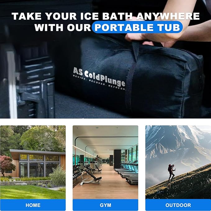 AS ColdPlunge XL Ice Bath Tub for Cold Plunge, 120 Gal Ice Plunge Tub with Insulated Lid, Step Stool, Portable Inflatable Ice Pod Plunge Barrel, Easy Chiller Connection, Cold Therapy Indoor Outdoor