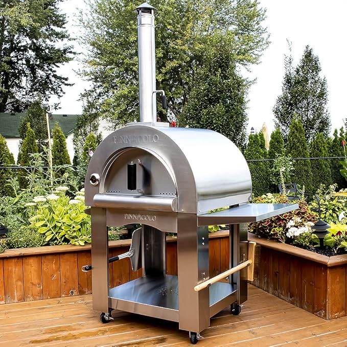 PREMIO Wood-Fired Pizza Oven with Professional Grade Accessories - Double-Wall Insulation w/Heavy Gauge Stainless Steel and Cordierite Stones Surface - Includes 8 additional items