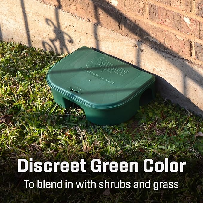 Exterminators Choice Rat Bait Stations - 2-Pack Large Green Bait Boxes - Heavy-Duty with Secure Lock & Key - Outdoor Use for Rats & Mice