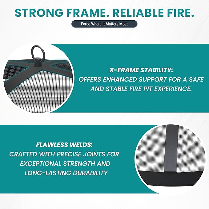 FEBTECH - 18" Spark Screen, Adjustable Fire Pit Stand Combo Compatible with Solo Stove Bonfire - 2 Piece Smokeless Firepit Accessories for Camping, Patio, Backyard