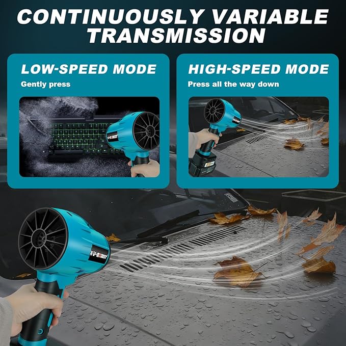V-MODEST Electric Leaf Blower, Handheld Leaf Blower 500,000RPM Brushless with 4.0Ah Battery, Lightweight Cordless Leaf blowers for Garage Yard Car Deck Cleaning Blowing Leaves Dust Debris