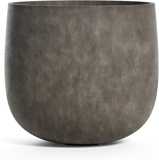 Mondo Large Planter – River Stone Finish – Fiberglass Indoor/Outdoor and Weather-Resistant Round Planter (26" D x 24" H Exterior, 24.6" D x 24" H Interior)