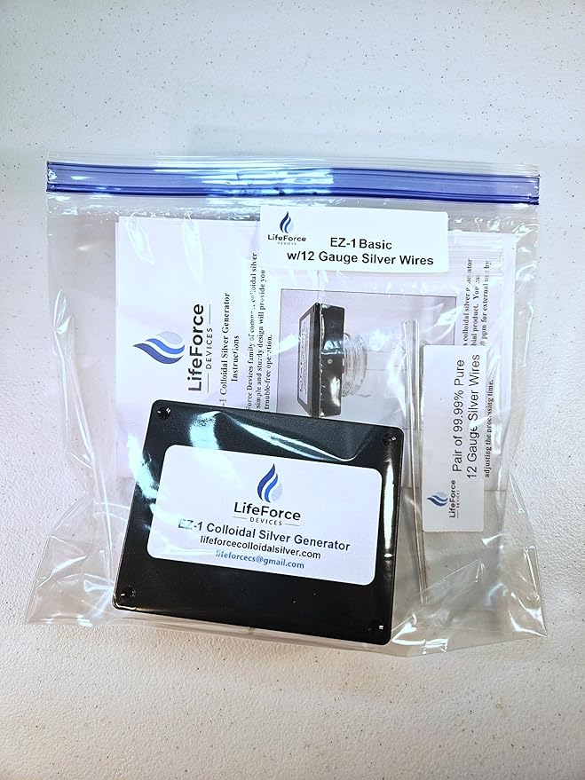 LifeForce Devices Compact EZ-1 Basic Silver Generator – Battery-Powered DIY Fresh Silver Maker – Portable Kit Makes 32oz in 22 Minutes (12-Gauge)