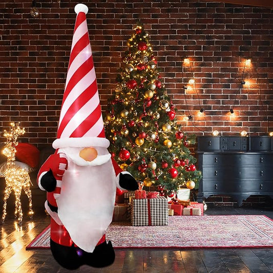 7ft Christmas Inflatable Outdoor Decoration Dwarf with Hat Inflatable Patio Decoration with Built-in LED Lights, Suitable for Christmas Holiday Party, Patio, Lawn, Garden Winter Decoration