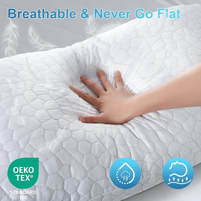 QUTOOL Cooling Pillow for Sleeping Shredded Memory Foam CertiPUR-US Certified, Soft and Supportive Adjustable Pillow for Side, Back, Stomach Sleeper, Hot Sleeper Solution