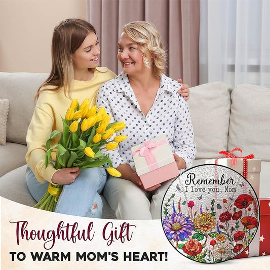 FLAGWIX Birthday Gifts for Mom from Daughter Son - Remember I Love You Stained Glass Window Hanging with Base 8 in - Mothers Day Decorations Gifts for Mom from Kids, Best Presents for Moms Mama