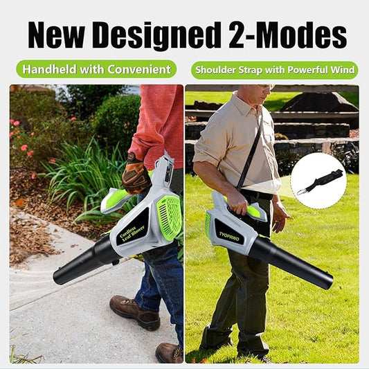 Leaf Blower Cordless with 21V 2 * 3.0Ah Batteries & Charge, 750CFM/280MPH 3-Speed Powerful Electric Leaf Blower, Lightweight and Shoulder Strap for Lawn, Patio, Yard, Blower Leaves, Dust & Snow