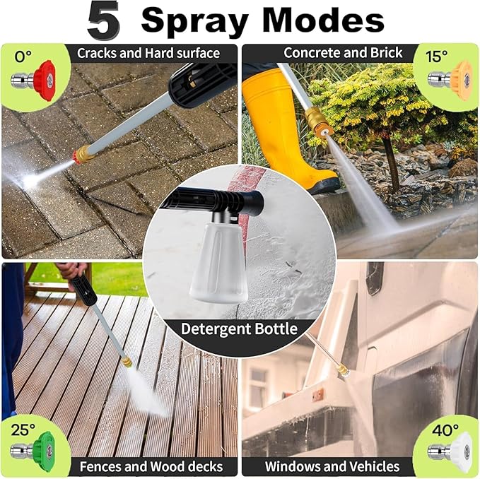 2026NEW Pressure Power Washer with 4 Quick Connect Nozzles, Inlet Hose & Filter, Foam Cannon for Cars/Fences/Driveways/Patios/Home Cleaning,30" X 13.2" X 12.2"