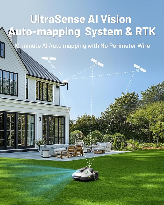 Mammotion YUKA Mini 700 Robot Lawn Mower for 0.17 Acre, Max.0.35 Acre, UltrasenseAI Vision+ RTK, Auto Mapping, 45% Slope,Perimeter Wire Free, Cutting Height 0.8''~2.4'',7 Mowing Zones Management