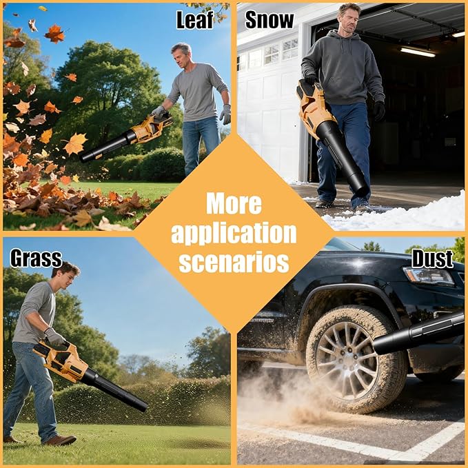 Leaf Blower Cordless,High-Power Turbo Battery Powered Leaf Blower with 21V 2X3.0Ah-Battery and Charger 650CFM 120MPH Electric Sopladora De Hojas for Lawn Care,Yard, 3 Extended Tubes