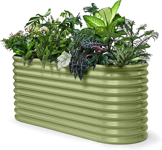 30" Extra Tall Galvanized Raised Garden Bed, 6x2x2.5 ft Metal Planters for Outdoor Plants, Heavy Duty Flower Bed Deep Root for Vegetable, Garden Bed Outdoor Large Planter Box - Moss Green