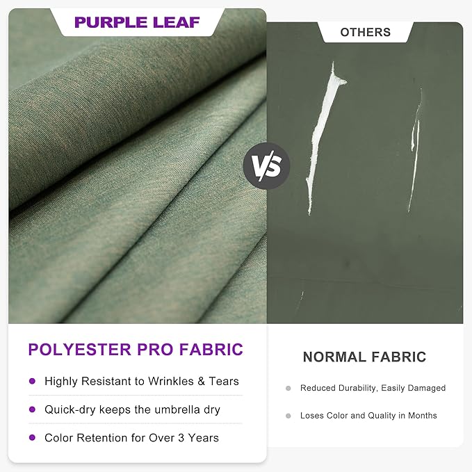 PURPLE LEAF 10' X 13' Double Top Cantilever Patio Umbrella Deluxe Large Outdoor Umbrella Rectangle Offset Umbrella with Fade Resistance for Garden Deck Pool Patio, Mint Green