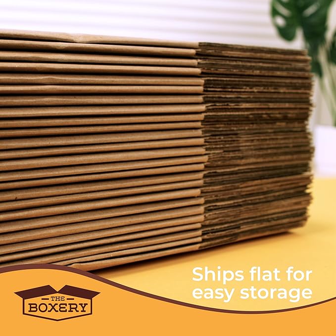 The Boxery 18"x12"x5" Brown/Kraft Corrugated Cardboard Shipping Boxes 25-Pack | Mailing, Packing, Moving & Storage for Business/Home – Durable - Eco-Friendly, Recyclable - Made in the USA