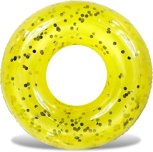 POZA Inflatable Pool Float Tube – Sparkly Confetti Swim Ring, Heavy Duty UV Resistant Inflatable Tube Pool Float for Kids & Adults – Multiple Colors & Sizes – Beach, Lake & Pool Party Float