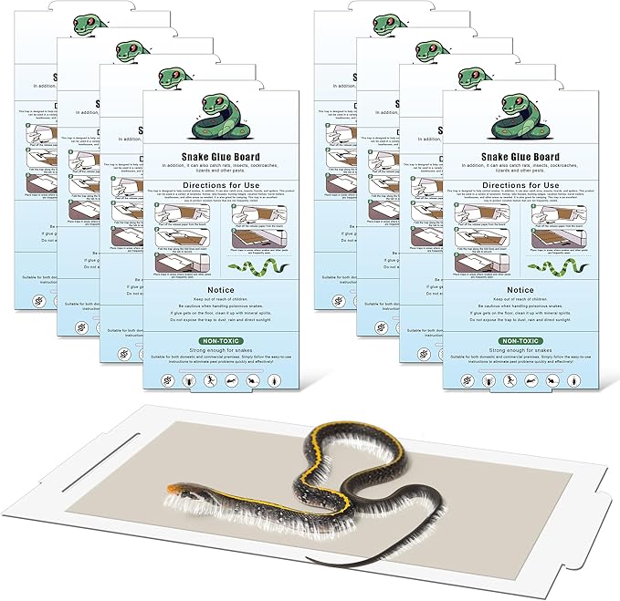 Qualirey 28" x 14" Extra Large Snake Glue Traps 8 Pack, Mouse Sticky Traps Indoor for Home, Non Toxic Glue Boards for Snakes, Rats, Insects, Cockroaches Lizards and Other Pests Pet Safe Pest Control