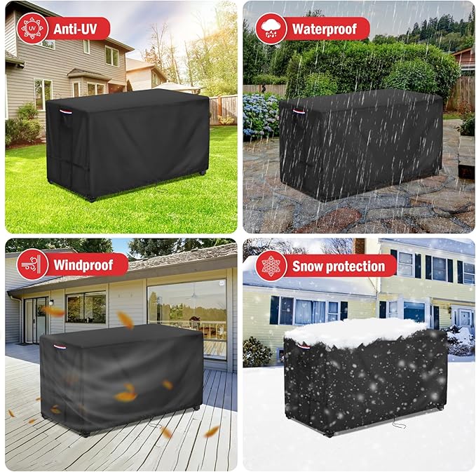 Fire Pit Cover Rectangular 45 Inch - Waterproof Outdoor Fire Table Cover Rectangle Heavy Duty, 600D Patio Propane Gas Firepit Cover Rectangular Tear Weather Resistant - 45 x 22 x 25 Inch