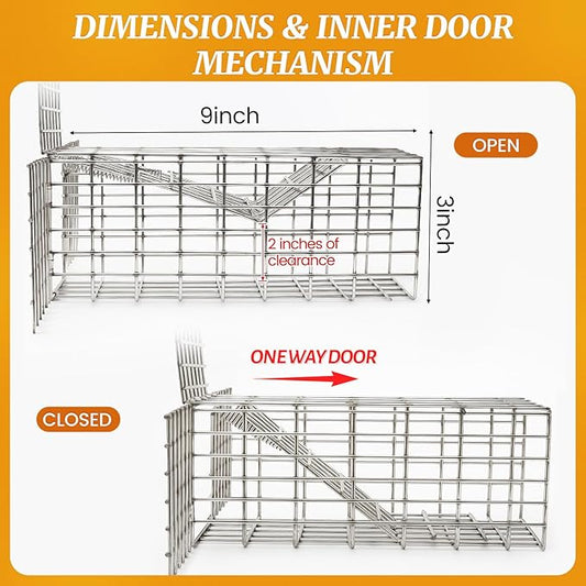 2Sets One Way Squirrel Door Excluders, Animal Excluder Cage, Humane Squirrels, Chipmunks Contactless Excluder, for Outdoor Spaces Like Attics, Chimneys - Includes Full Installation Kit