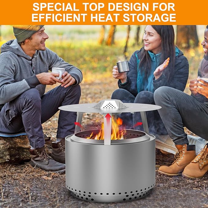 Fire Pit Heat Deflector for Solo Stove Yukon 27" Accessories, Portable Heat Diffuser for Solo Yukon & 27" Other Firepit for Firepit Captures & Redirects Warmth 304 Stainless Steel with Carrying Handle