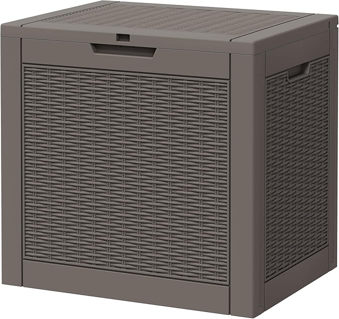NUNU LAB 30 Gallon Outdoor Storage Box Waterproof, Outside Package Delivery Deck Boxes with Lockable Lid, Backyard Storage Bin For Garden Tools, Patio Cushions, Pool Accessories, Gray