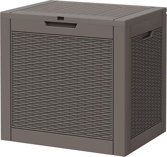 NUNU LAB 30 Gallon Outdoor Storage Box Waterproof, Outside Package Delivery Deck Boxes with Lockable Lid, Backyard Storage Bin For Garden Tools, Patio Cushions, Pool Accessories, Gray