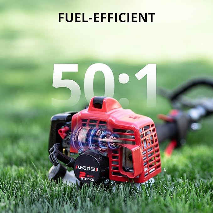 Gas Weed Eater 26cc, Grass Trimmer Brush Cutter 2 in 1, Weed Wacker 2 Cycle Air-Cooled Engine 10'' Brush Blade 16'' Cutting Width with Rubber Handle & Shoulder Strap Quick Start Portable