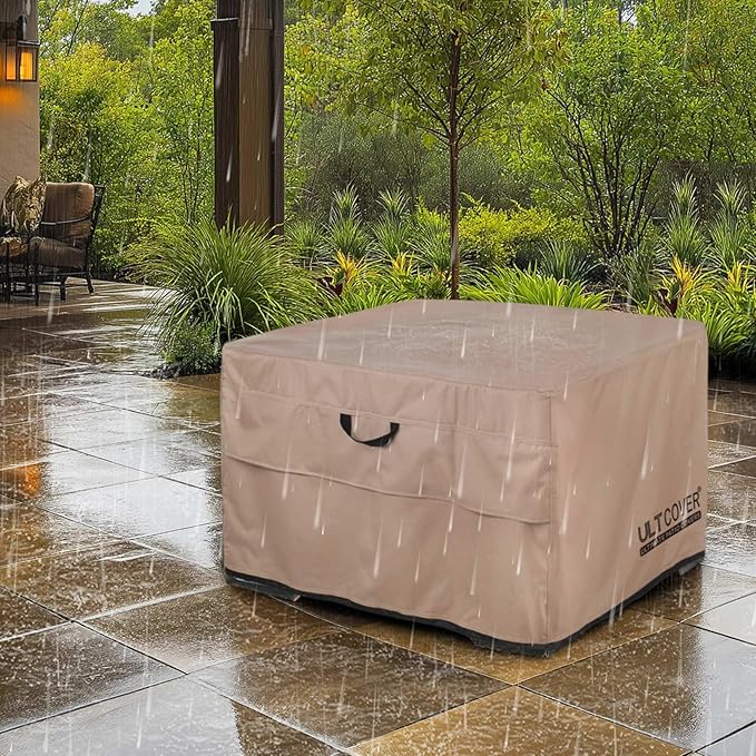 ULTCOVER Patio Fire Pit Table Cover Square 44 inch Outdoor Waterproof Fire Bowl Cover
