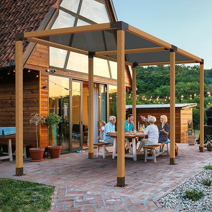 VEVOR Pergola Bracket Kit 4''x4''(Inner Size 3.6x3.6), 2pcs 4-Way Heavy Duty Corner Bracket Woodworks DIY Post Base Kit, Easy Installation Wooden Beams for Gazebos, Patio Pergolas, Log Cabin