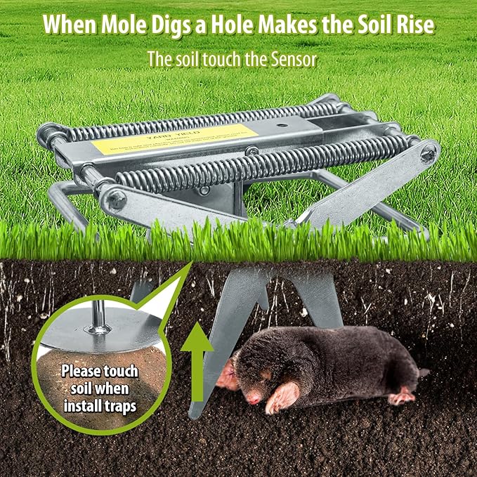 Mole Trap,Galvanized Steel Scissor Trap,Reusable and Easy-Set Quick Capture Solution for Moles and Gophers in Lawns (Silver)