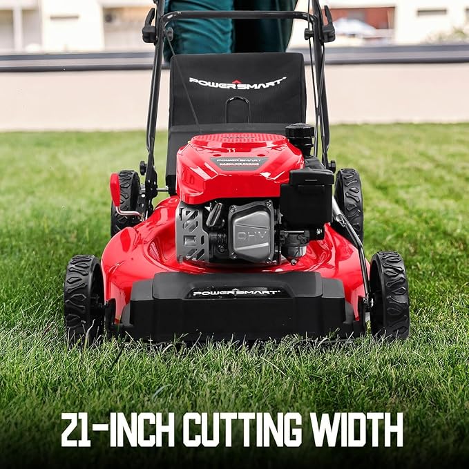 PowerSmart Gas Lawn Mower 21-Inch 144cc OHV Engine 2-in-1 Push Mower with Bagging