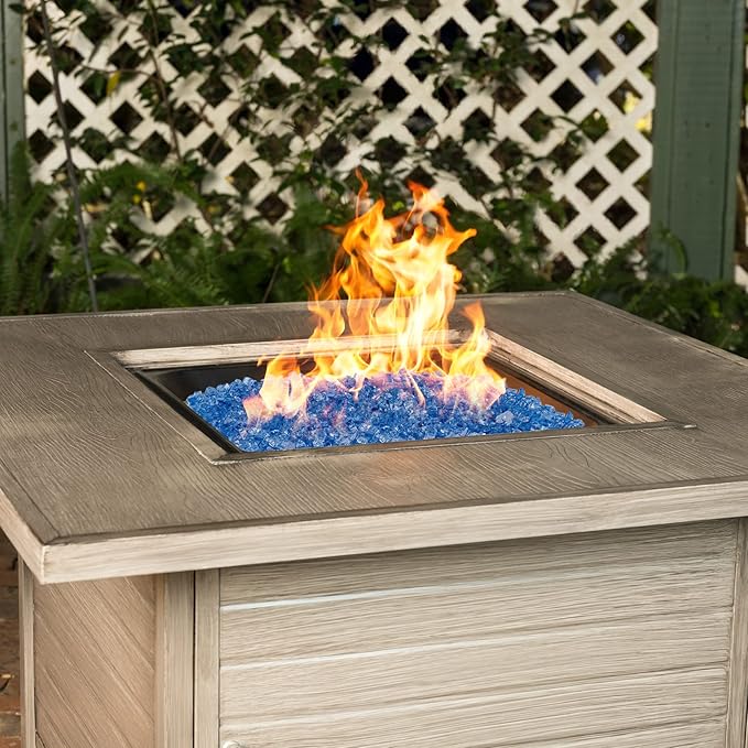 onlyfire 10 pounds Fire Glass for Propane Gas Fire Pit, 1/2-Inch High Luster Fireplace Glass Rocks for Fire Pit Table, Pacific Blue