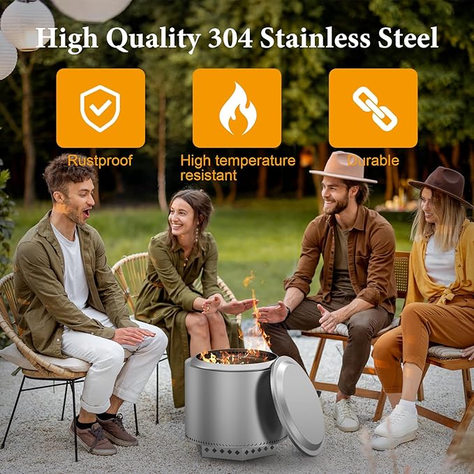 Fire Pit Lid with 600D Oxford Fabric Cover for Solo Stove Ranger 15.5'',Stainless Steel Portable Fire Pit Lid for Outdoor Fireplace and Camping Accessories,15.5 Inch