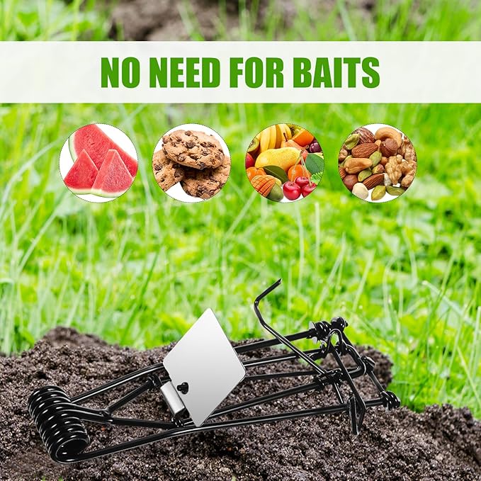 Mole Trap Gopher Trap Outdoor Metal Tactical Rat Vole Traps, Outdoor Reusable Gopher Killer Keep Moles Out of Yard Lawn Garden, Pack of 6, Black