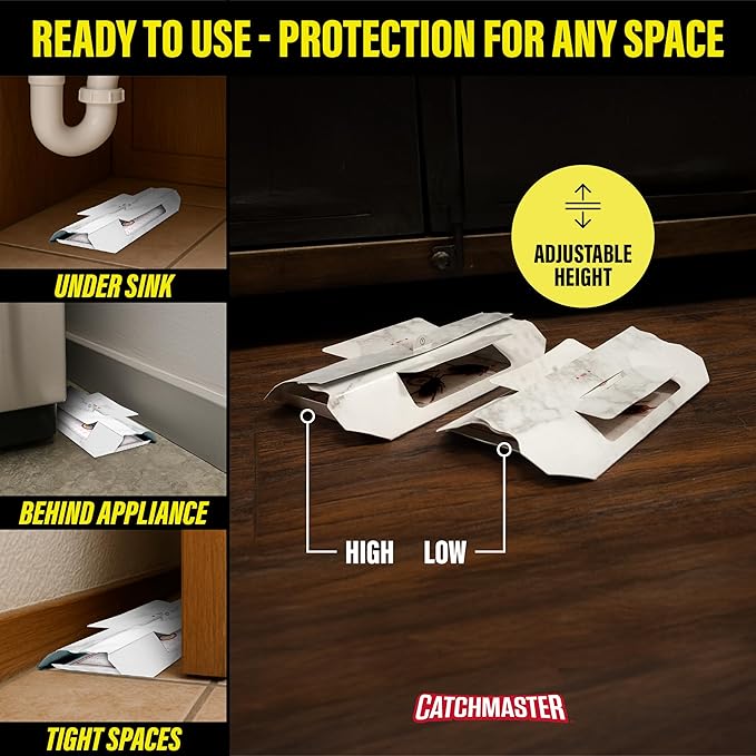 Catchmaster Cockroach Killer Trap with Roach Bait Used by Pest Professionals (10-Pk) - Sticky Glue Roach Traps for House – Kitchen, Bathroom & Garage, Indoor Pest Control and Bug Catcher